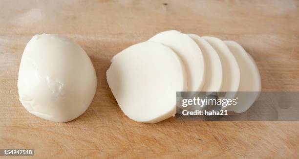 fresh mozzarella slices - mozzarella stock pictures, royalty-free photos & images