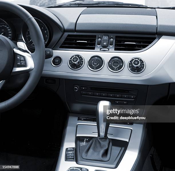 new modern car interiour (air condition, automatic) - auto cockpit bildbanksfoton och bilder