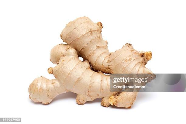 ginger root isolated on white background - ginger stock pictures, royalty-free photos & images