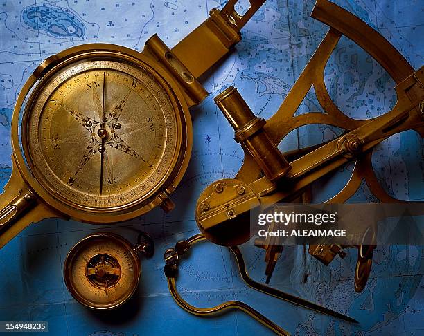 antique navigation instruments - navigational equipment stock pictures, royalty-free photos & images