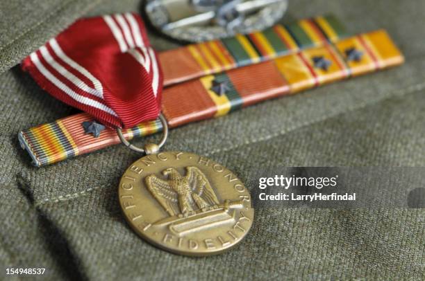 ww ii us army uniform with medals - war veteran bildbanksfoton och bilder