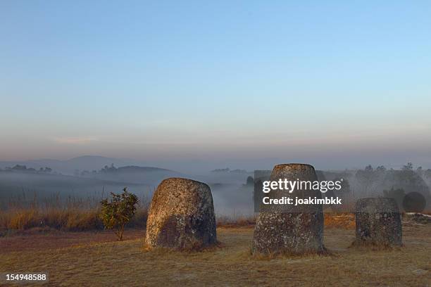 ancient and famous plain of jars in laos - plain of jars stock pictures, royalty-free photos & images