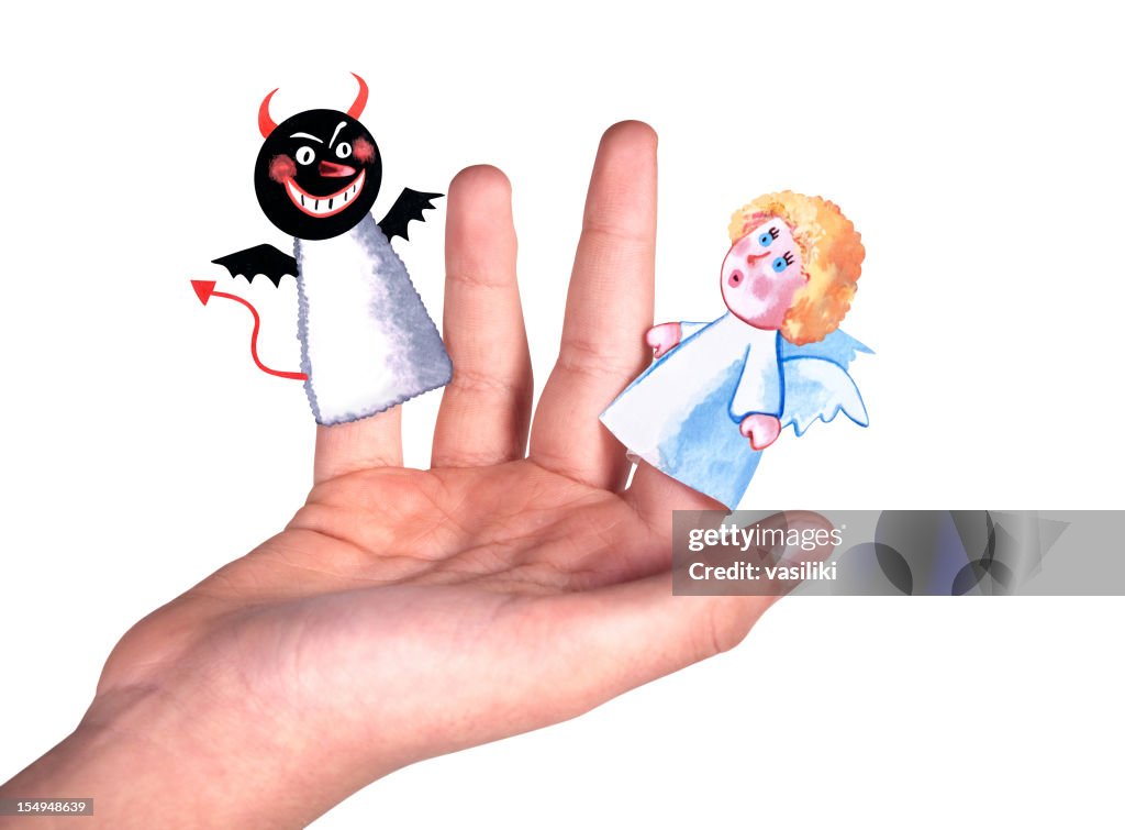 Bien et le mal doigt poupées