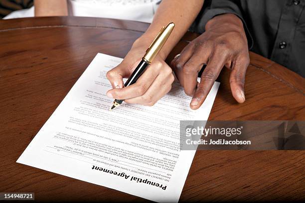prenuptial agreement - divorce papers stock pictures, royalty-free photos & images