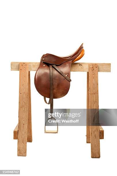 english sattel - saddle stock-fotos und bilder