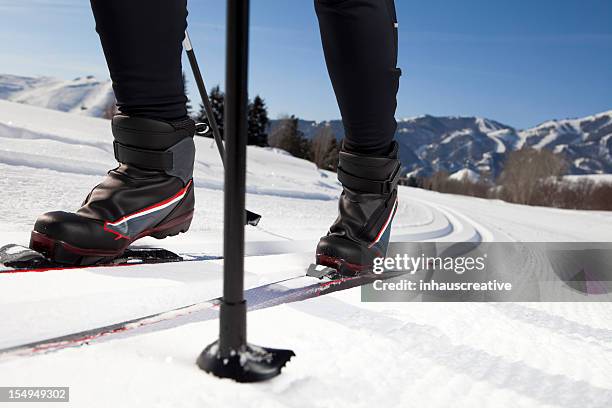 back country nordic skiing - ski poles stock pictures, royalty-free photos & images