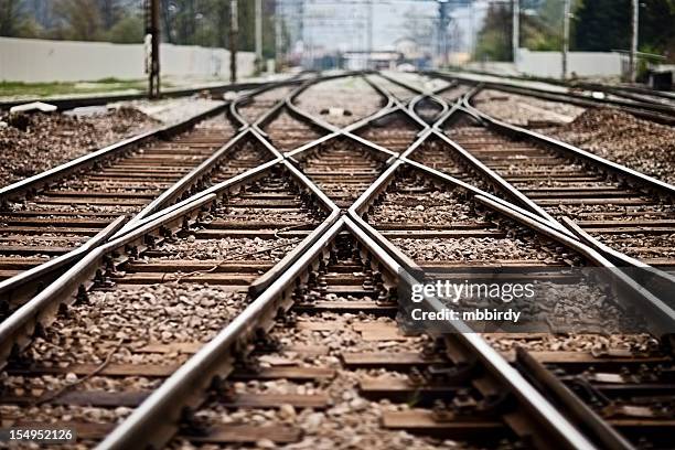 railroad  track points - on track stockfoto's en -beelden
