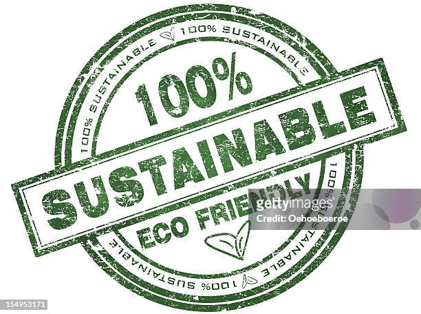 round stamp with text 100% sustainable - single object photos stock illustrations