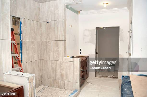 master bathroom remodeling in progress - niche stock pictures, royalty-free photos & images