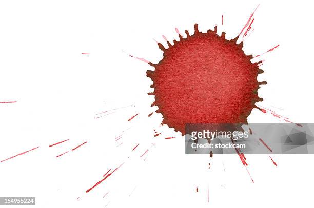 isolated red ink splatter drop close-up - blood stock pictures, royalty-free photos & images