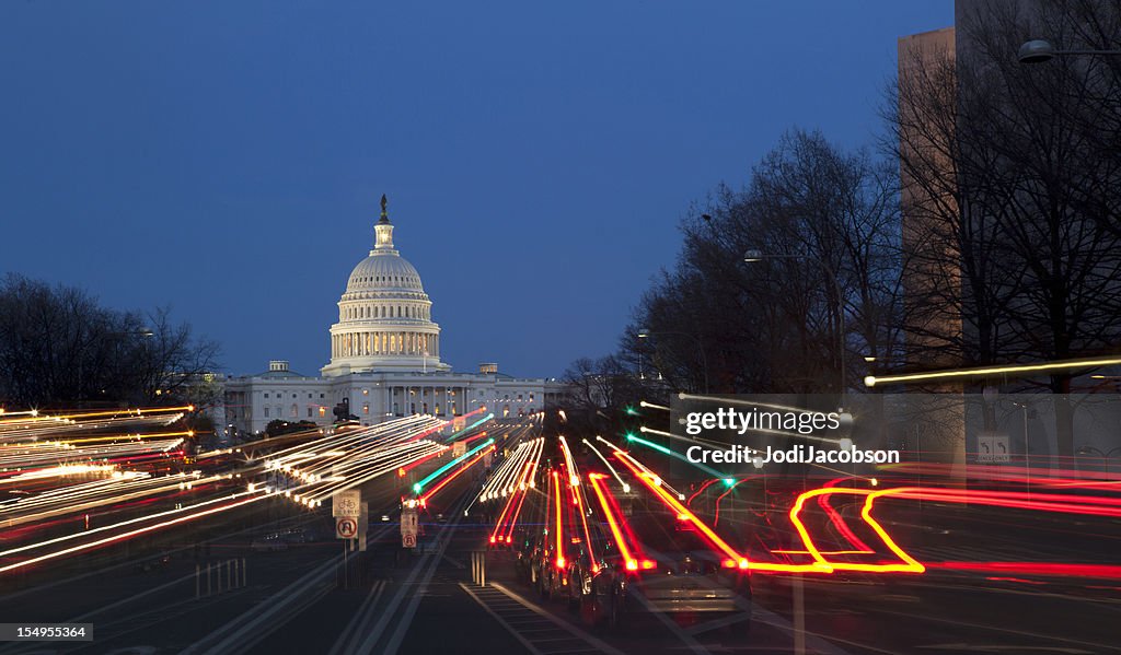 Capitolio de Estados Unidos, en la noche
