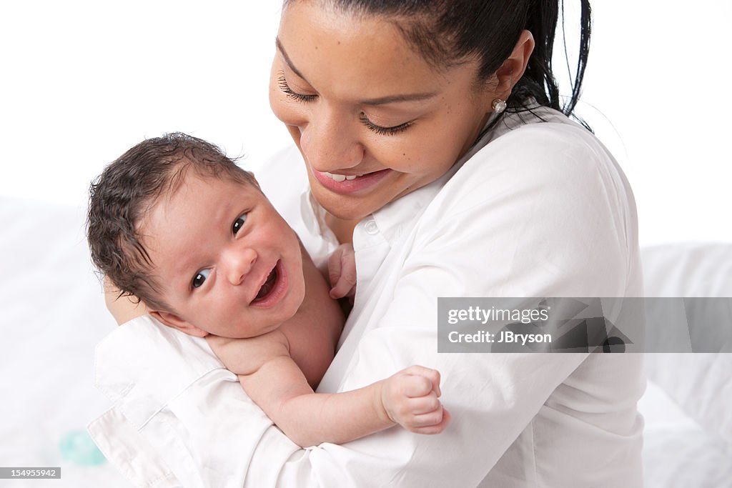 Real People: Mother with Smiling Baby Boy African American