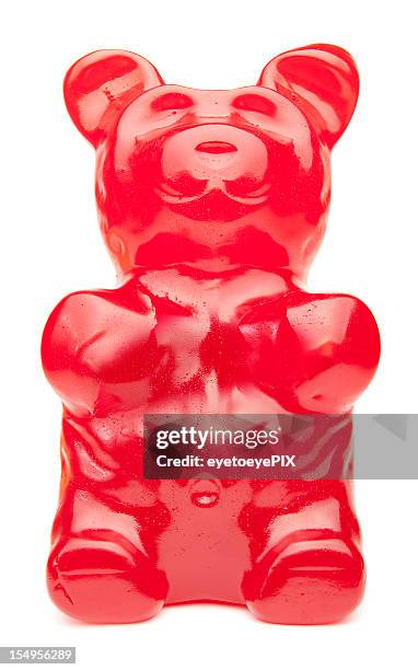 big red gummy bear - gummi bears stockfoto's en -beelden