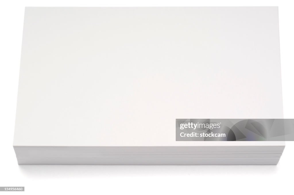 Stacked blank index card isolated on white