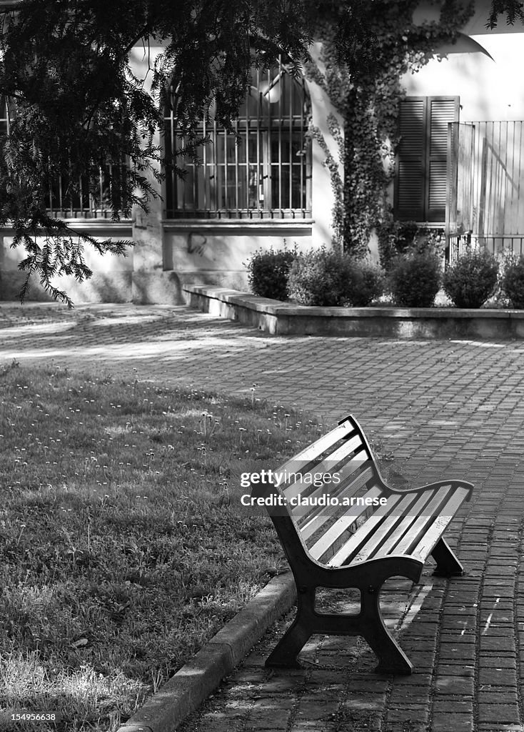 Park Bench. Black and White