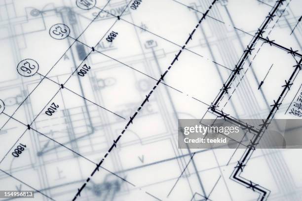 electronic blueprint - 3d line drawing building stock pictures, royalty-free photos & images
