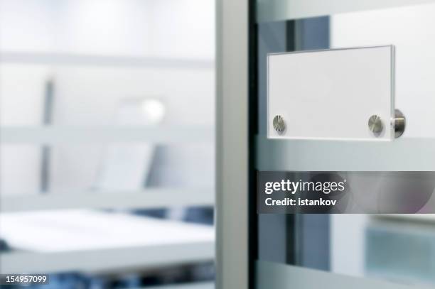 name tag on office door - frosted glass stock pictures, royalty-free photos & images