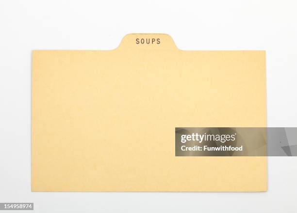 antique soup index recipe & old fashioned card, paper background - index card stock pictures, royalty-free photos & images