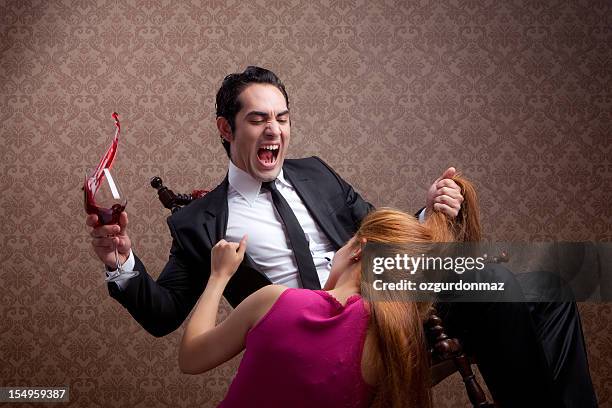 young couple fighting - drunk husband stock pictures, royalty-free photos & images