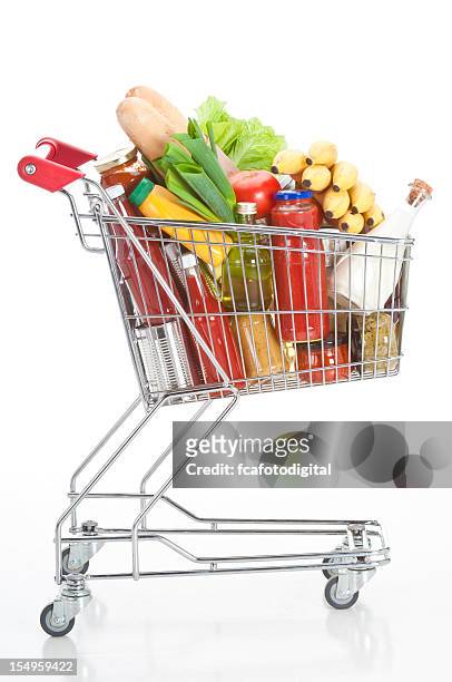 cesta de compras - carro supermercado fotografías e imágenes de stock
