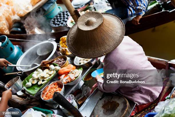 good boat in the floating market in bangkok, thailand - thailand stock pictures, royalty-free photos & images