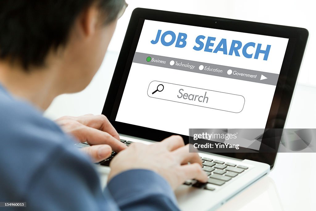 Job Search Using Computer Laptop for Internet Occupation, Career Searching