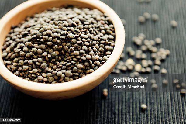 lentils du puy - green lentil stock pictures, royalty-free photos & images