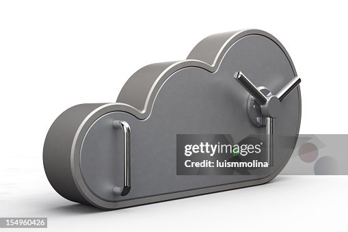 3D-rendered cloud computing-shaped safe 3D-rendered cloud computing-shaped safe