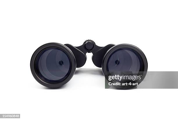 binoculars on white background - verrekijker stockfoto's en -beelden