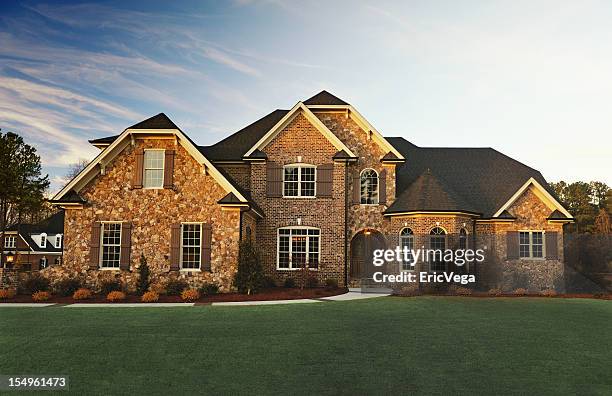 exterior residential house - brick house stock pictures, royalty-free photos & images