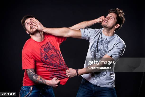 two guys fighting. - sibling fight stock pictures, royalty-free photos & images