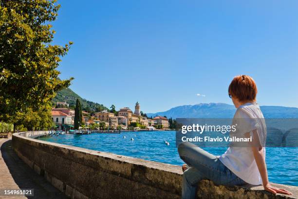 gardone riviera lakeside, lake garda - garda stock pictures, royalty-free photos & images