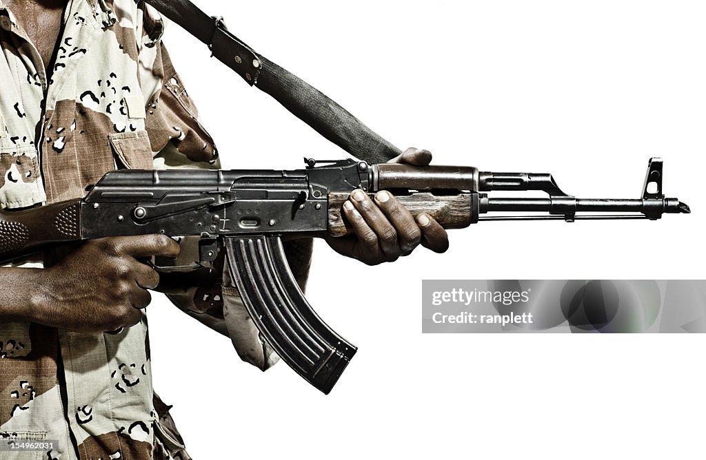 Somalian Soldier with a Machine Gun