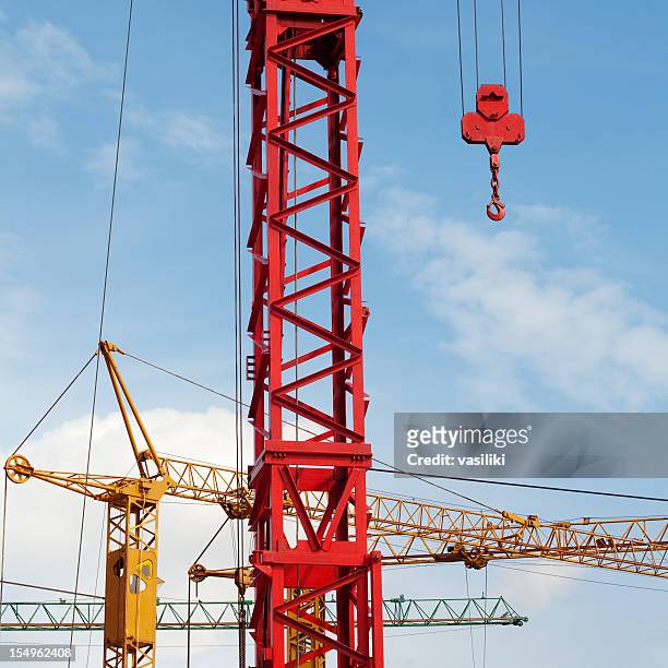 cranes close up - crane construction machinery stock pictures, royalty-free photos & images
