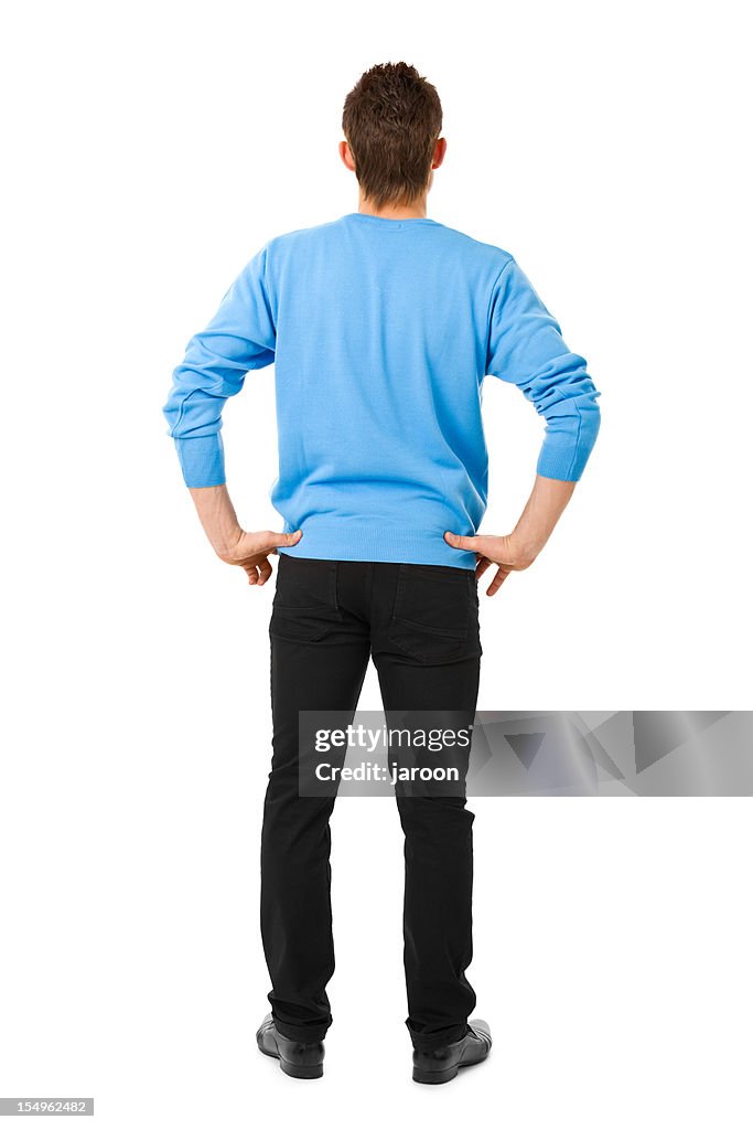 Back of young handsome man