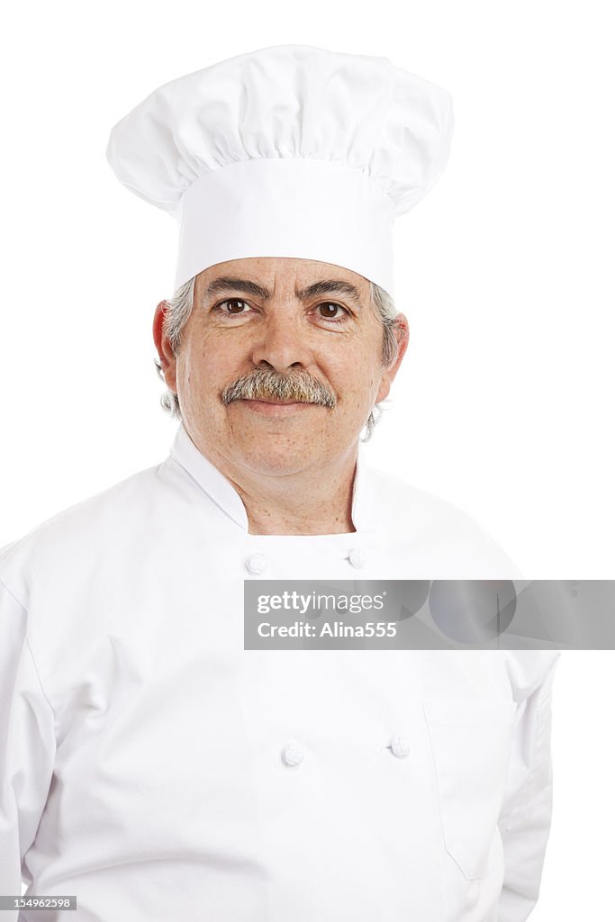 Portrait of  an italian cook in  chefs hat and uniform