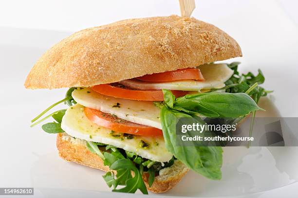 caprese sandwich - ciabatta stock pictures, royalty-free photos & images