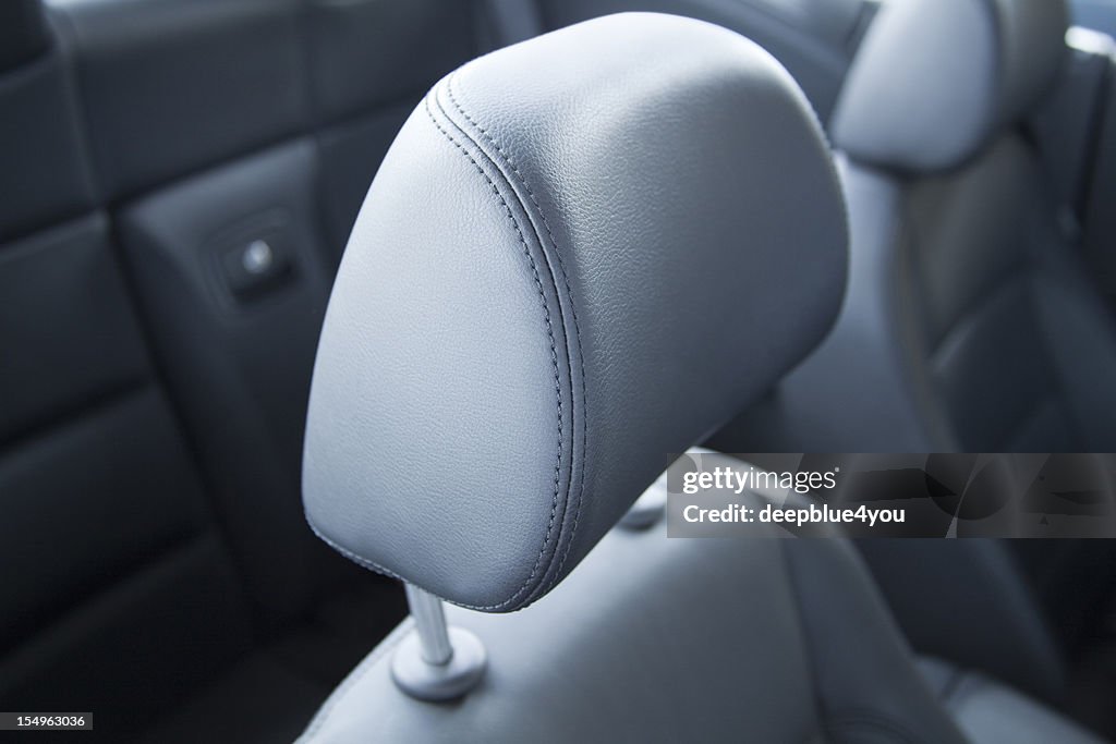 Headrest in car close up