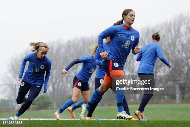 Katja Snoeijs of Holland Women, Aniek Nouwen of Holland Women during the Training WomenTraining Holland Women at the Caledonian Ground on July 24,...