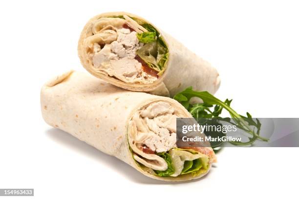 chicken deli wrap - chicken meat stock pictures, royalty-free photos & images