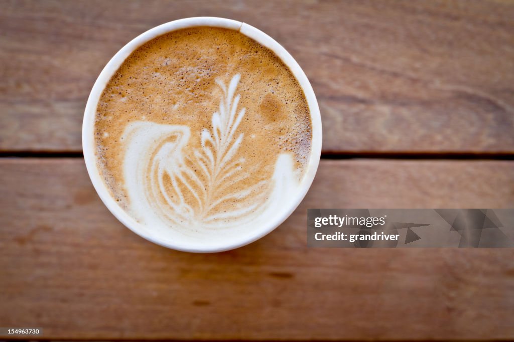 Latte with Wooden Background