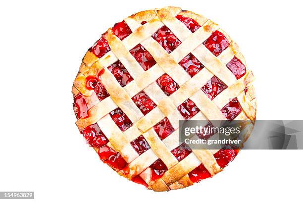 homemade cherry pie lattice crust - cherry pie stock pictures, royalty-free photos & images