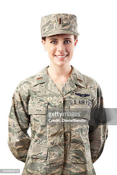 us air force series: american airwoman smiling - us air force stock pictures, royalty-free photos & images