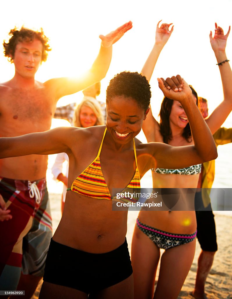 Young friends at a summer beach party