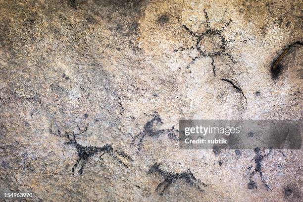 felszeichnung oder höhlenmalerei - prähistorische kunst stock-fotos und bilder