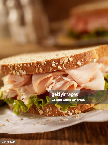 smoked turkey sandwich - roast turkey stock pictures, royalty-free photos & images