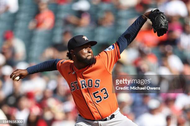 Cristian Javier of the Houston Astros pitches against the Houston News  Photo - Getty Images