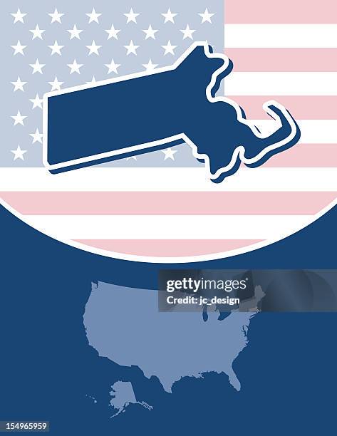 massachusetts state series - massachusetts outline stock illustrations