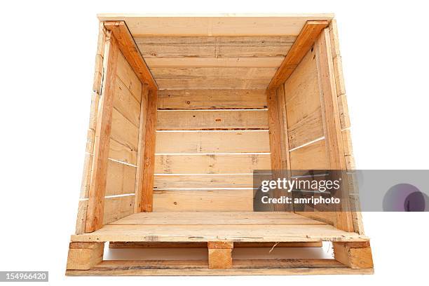 empty wooden container - wooden box stockfoto's en -beelden