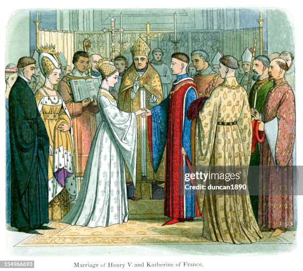 royal wedding of king henry v - archbishop stock illustrations